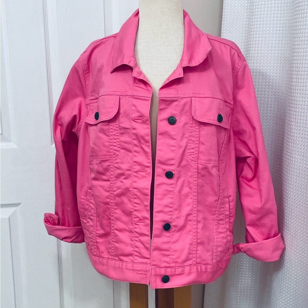St. John's Bay Hot Pink Denim Jacket Plus Size 0X